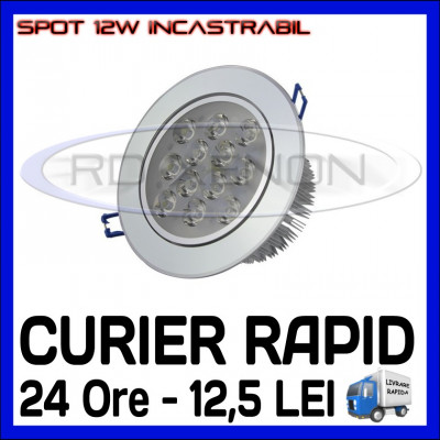 SPOT LED INCASTRABIL - 12W EPISTAR - ECHIVALENT 95W - ALB RECE SAU CALD foto