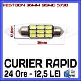 BEC AUTO LED LEDURI - SOFIT FESTOON C5W 36 mm 9 SMD 5730 CANBUS FARA EROARE, Universal, ZDM