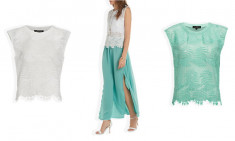 COSTES, Bluza Top DANTELA nuanta White, &amp;quot;Lace top&amp;quot; Model 2015, Marime M foto