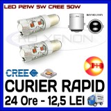 BEC AUTO LED LEDURI P21W 5W BAY15D DUBLU FILAMENT - 50W CREE STOP POZITIE FRANA, Universal, ZDM