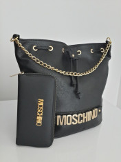 Set Moschino Geanta + Portofel negru Nou foto