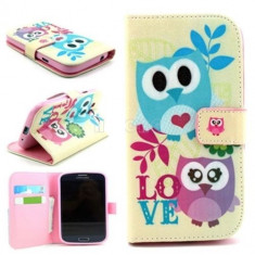 Husa Love Birds toc flip Samsung Galaxy S4 mini i9190 + folie