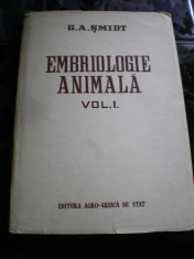 EMBRIOLOGIE ANIMALA VOL. I G. A. SMIDT foto