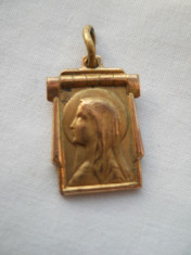 Rezervat - Finut si Vechi Medalion Fecioara Maria placat cu aur Marcat Delicat foto