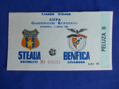 BILET MECI FOTBAL / STEAUA-BENFICA / SEMIFINALA C.C.E. - 6 APRILIE 1988 foto