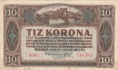 UNGARIA 10 korona 1920 VF!!! foto