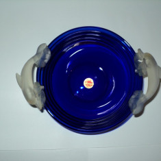 Bol Murano cobalt cu delfini