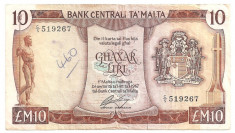 MALTA 10 LIRE 1967 (1973) F foto