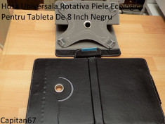 Husa Universala Rotativa Piele Ecologica Pentru Tableta De 8 Inch Negru foto