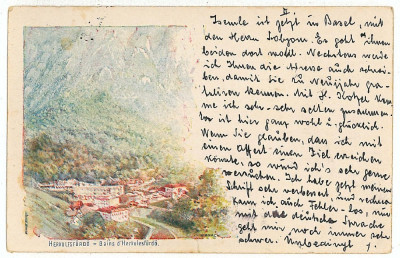2049 - Baile HERCULANE, Panorama. Litho, Romania - old postcard - used - 1898 foto