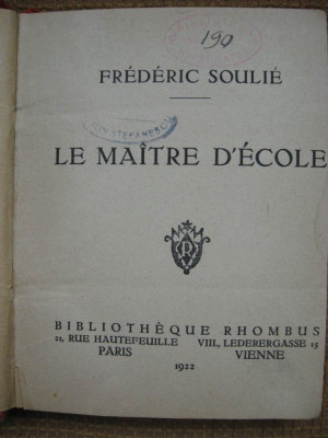 Frederic Soulie - Le maitre d&amp;#039;ecole + Alfred de Musset - On ne badine pas... foto