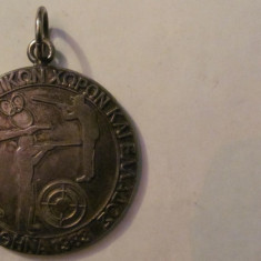 MMM - Medalie Grecia sport tir "Cupa tarilor latine Atena 1983" metal alb