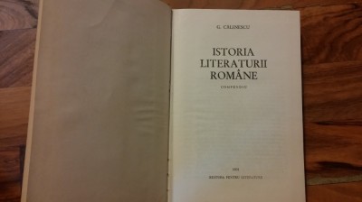 istoria literaturii romane -compediu 1968-g. calinescu foto