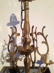 CANDELABRU VECHI DIN BRONZ MASIV ,BOGAT ORNAMENTAT foto