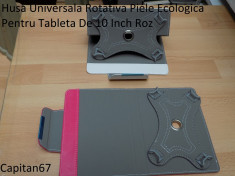 Husa Universala Rotativa Tableta De 10 Inch Roz si maro 27-20cm si 18-13cm foto