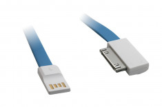 Cablu de incarcare USB My-Magnet compatibil cu iPHONE 4 Albastru foto