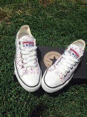 Tenisi Tenesi Bascheti Converse All Star Alb Albi Colorati Flori Dama-Marimea 37 foto