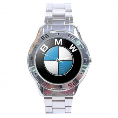 Ceas model BMW curea metalica cutie simpla cadou metal argintiu foto