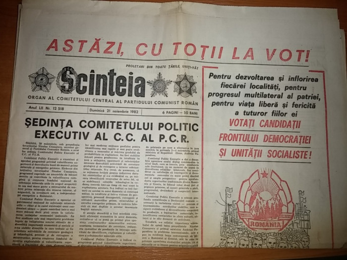 ziarul scanteia 21 noiembrie 1982 (foto si articol orasul rm. valcea )