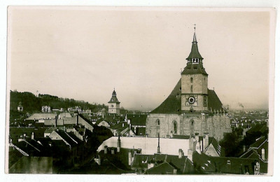 2859 - BRASOV, Black Church &amp;amp; hall - old postcard, real PHOTO - unused foto