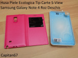 Husa Piele Ecologica Tip Carte S-View Samsung Galaxy Note 4 Roz Deschis, Cu clapeta