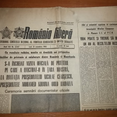 ziarul romania libera 21 noiembrie 1983(vizita in tara presedintelui mauritania)