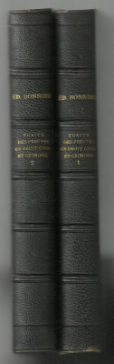 E.Bonnier / TRAITE DES PREUVES EN DROIT CIVIL ET EN DROIT CRIMINEL - 2 vol. 1873 foto