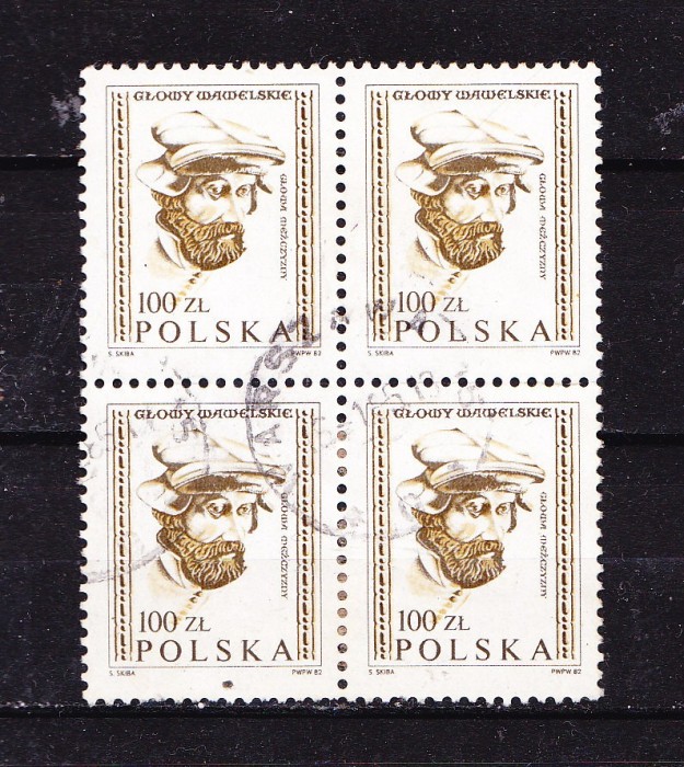 Timbre POLONIA 1982 = WAWEL HEADS IN BLOC DE 4 ST. foto mare Timbre POLONIA 1982 = WAWEL HEADS IN BLOC DE 4 ST. foto mare