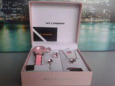 Set ceas cu bijuterii dama- NY LONDON - Diamond Collection -4 piese (cod:839) foto