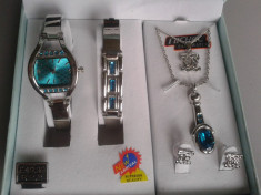 Set ceas cu bijuterii dama- NY LONDON - Diamond Collection -5 piese (cod:836) foto