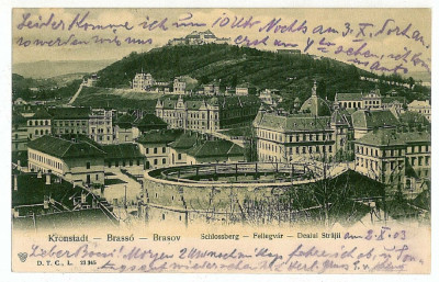 2839 - BRASOV, dealul Strajii, Panorama - old postcard - used - 1903 foto