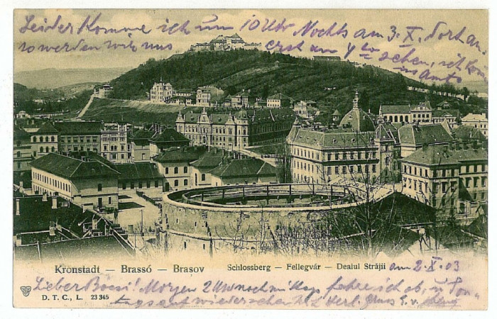 2839 - BRASOV, dealul Strajii, Panorama - old postcard - used - 1903