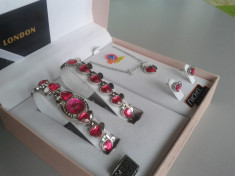 Set ceas cu bijuterii dama- NY LONDON - Diamond Collection -4 piese (cod:842) foto