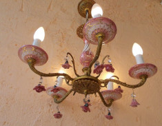 Vechi rar portelan candelabru, lustre 5 bec. foto