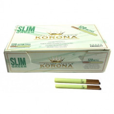 Tuburi KORONA SLIM 120 tub verde cu filtru auriu pentru tutun/tigari foto