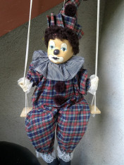 PAPUSA MARIONETA CLOWN VINTAGE DIN PORTELAN H 50 CM foto