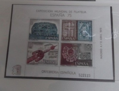 SPANIA 1975 &amp;ndash; MONUMENTE ISTORICE, bloc nestampilat, N7 foto