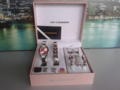 Set ceas cu bijuterii dama- NY LONDON - Diamond Collection -6 piese (cod:837) foto