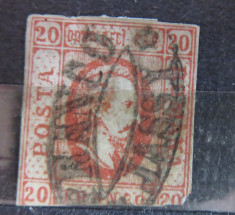 Cuza 20 parale 1865 - stampila ovala - RAR &amp;quot;Franco Jassy&amp;quot; foto