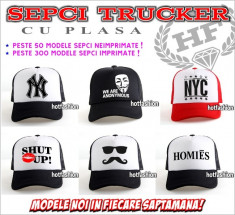 Sapca, Sepci TRUCKER (cu plasa), ORIGINALE, Imprimate SI Neimprimate ! foto