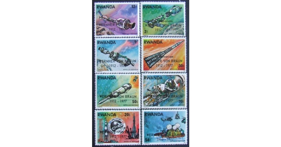 RWANDA 1977 - COSMOS 8 VALORI SUPRATIPAR, NEOBLITERATE - RW 021 ...