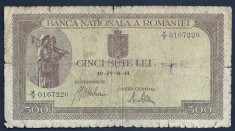 ROMANIA 500 LEI 1941 filigram BNR orizontal [7] P-51a foto