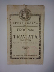 Program - Opera Romana Cluj - 1925 - Opera &amp;quot;Traviata&amp;quot; - G. Verdi foto