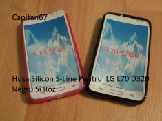 Husa Silicon S-Line Pentru LG L70 D320 Negru Si Roz foto