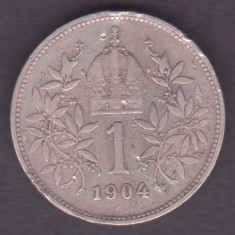 MONEDA DIN ARGINT AUSTRIA (AUSTRO-UNGARIA) - 1 CORONA 1904, MAI RARA foto