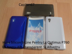 Husa Silicon S-Line Pentru Lg Optimus P760 L9 Fumuriu Transparent Albastru Si Alb foto