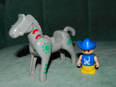 Figurina tip lego, cal si calaret, colectie, calul: 10x13cm, omuletul: 6cm, foto