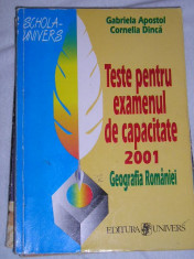 RWX 31 - GEOGRAFIA ROMANIEI - TESTE - GABRIELA APOSTOL - CORNELIA DINCA - 2001 foto