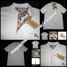 TRICOU ALB BARBATI 5XL GEN FIRMA BURBERRY MANECA SCURTA GULER 100% BUMBAC 66 foto