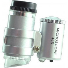 Mini microscop cu leduri 40x / 60 x / lupa foto